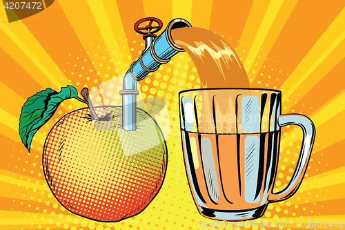 Image of Apple juice is poured into a mug