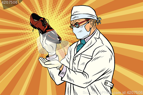 Image of Scientist chemist explores shoes