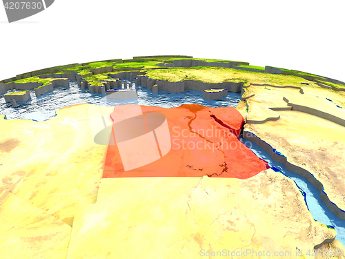 Image of Egypt on Earth in red
