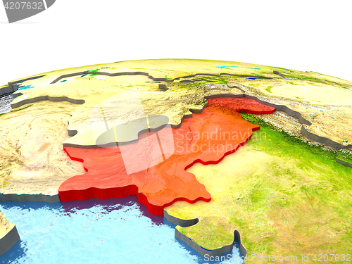 Image of Pakistan on Earth in red