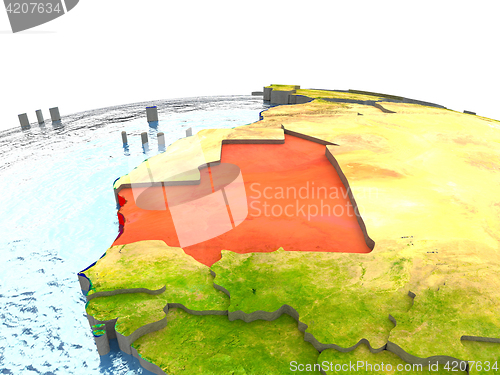 Image of Mauritania on Earth in red