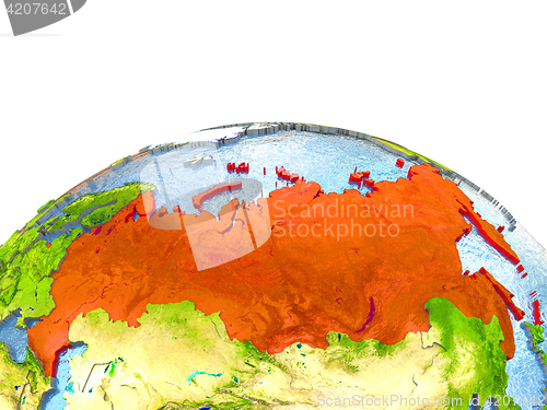 Image of Russia on Earth in red