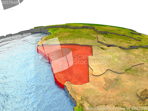 Image of Namibia on Earth in red