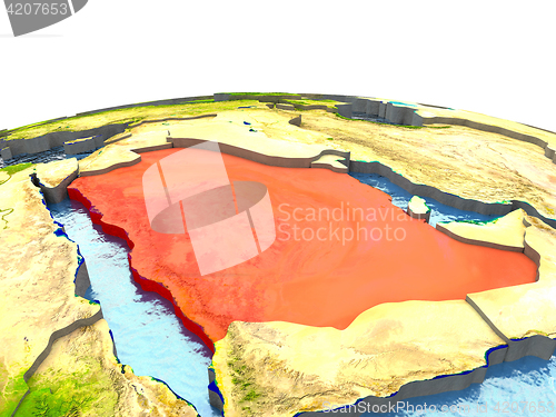 Image of Saudi Arabia on Earth in red