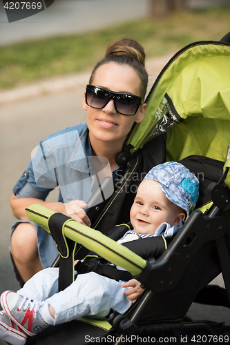 Image of mother and baby in the park