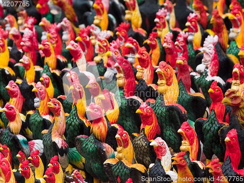 Image of Rooster figurines in Thailand