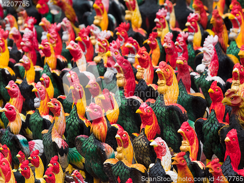 Image of Rooster figurines in Thailand