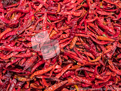 Image of Dried chili peppers at a market