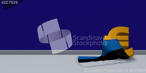 Image of euro symbol and flag of estonia - 3d illustration