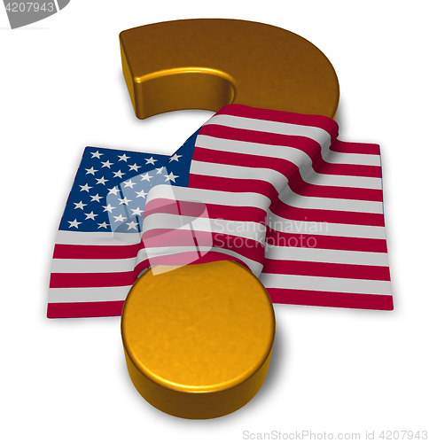 Image of question mark and flag of the usa - 3d illustration