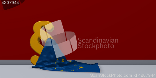 Image of paragraph symbol and flag of the european union - 3d rendering