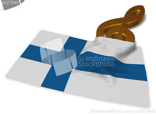 Image of clef symbol and flag of finland - 3d rendering