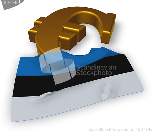 Image of euro symbol and flag of estonia - 3d illustration