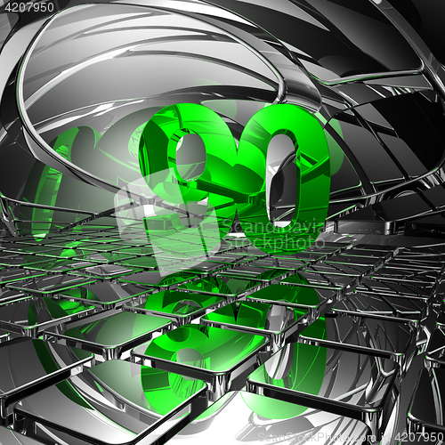 Image of number ninety in abstract mirror space - 3d illustration