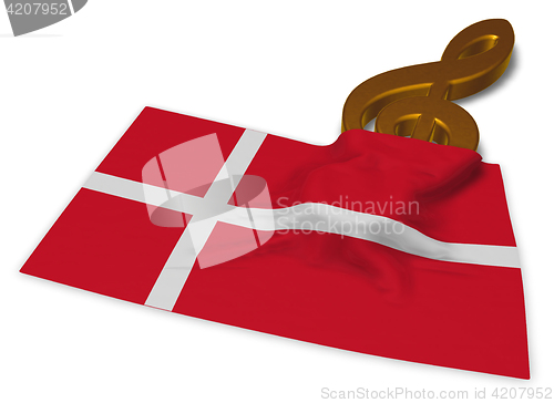 Image of clef symbol and danish flag - 3d rendering