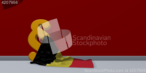 Image of paragraph symbol and belgian flag - 3d rendering