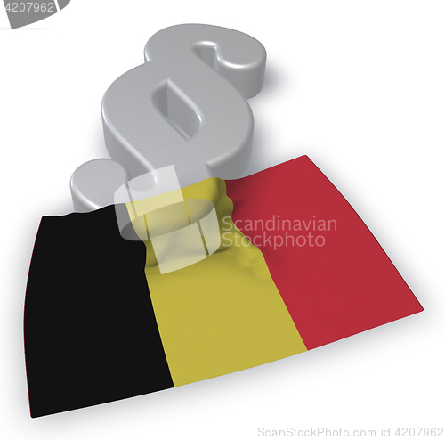 Image of paragraph symbol and belgian flag - 3d rendering