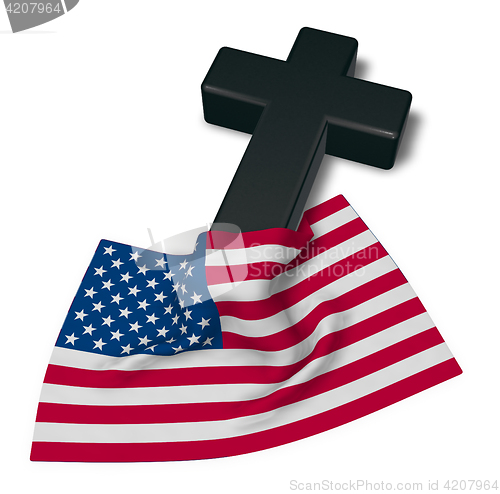 Image of christian cross and flag of the usa - 3d rendering