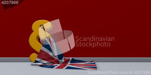 Image of paragraph symbol and flag of the uk - 3d rendering