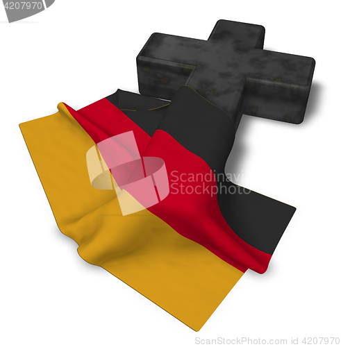 Image of christian cross and flag of germany - 3d rendering