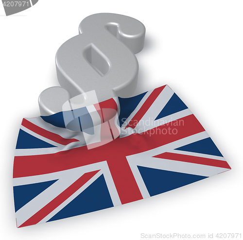 Image of paragraph symbol and flag of the uk - 3d rendering