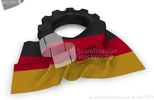 Image of gear wheel and flag of germany - 3d rendering