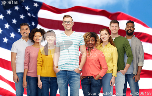 Image of international group of happy smiling people