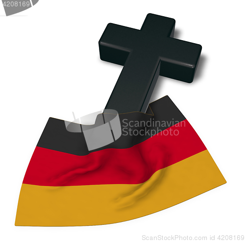 Image of christian cross and flag of germany - 3d rendering