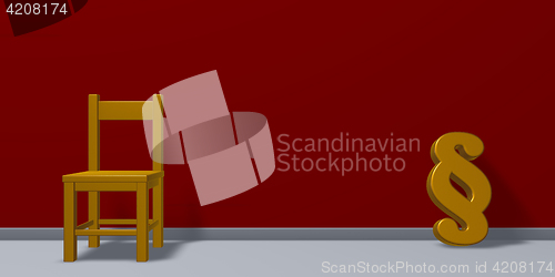 Image of paragraph symbol and chair - 3d rendering
