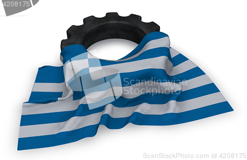 Image of gear wheel and flag of greece - 3d rendering
