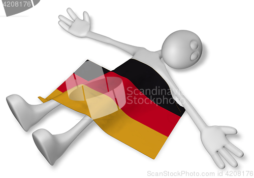 Image of dead cartoon guy and flag of germany - 3d illustration