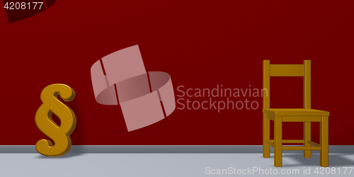 Image of paragraph symbol and chair - 3d rendering