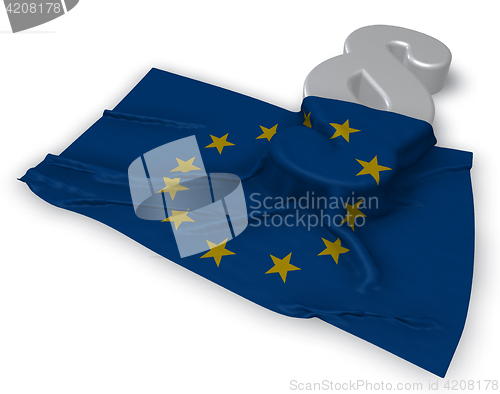 Image of paragraph symbol and flag of the european union - 3d rendering