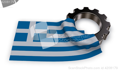 Image of gear wheel and flag of greece - 3d rendering