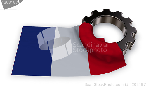 Image of gear wheel and flag of france - 3d rendering