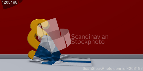 Image of paragraph symbol and flag of finland - 3d rendering