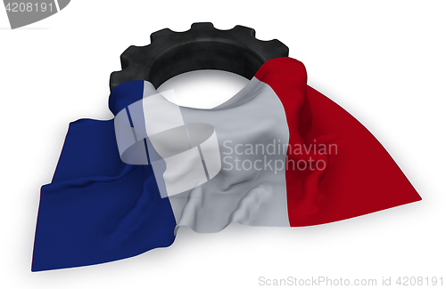 Image of gear wheel and flag of france - 3d rendering
