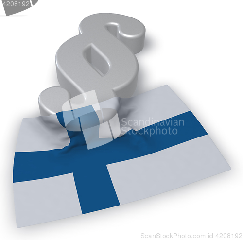 Image of paragraph symbol and flag of finland - 3d rendering