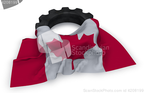 Image of gear wheel and flag of canada - 3d rendering