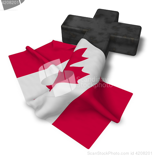 Image of christian cross and flag of canada - 3d rendering