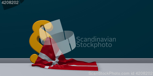 Image of paragraph symbol and danish flag - 3d illustration