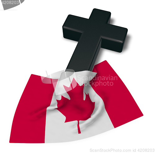 Image of christian cross and flag of canada - 3d rendering