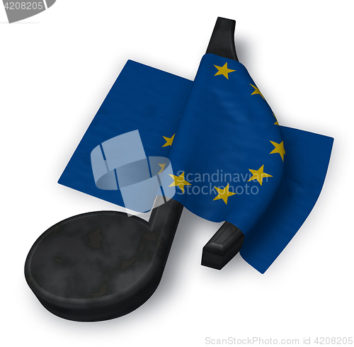 Image of music note and flag of the european union - 3d rendering