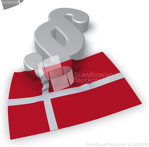 Image of paragraph symbol and danish flag - 3d illustration