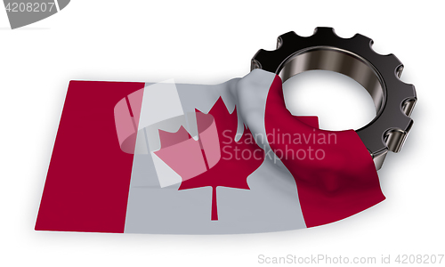 Image of gear wheel and flag of canada - 3d rendering