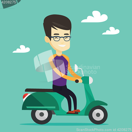 Image of Man riding scooter vector illustration.