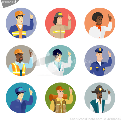 Image of Vector set of characters of different professions.