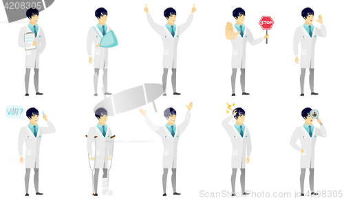 Image of Vector set of illustrations with doctor characters