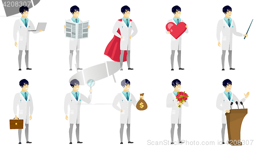 Image of Vector set of illustrations with doctor characters