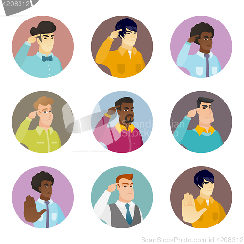 Image of Vector set of business characters in the circle.
